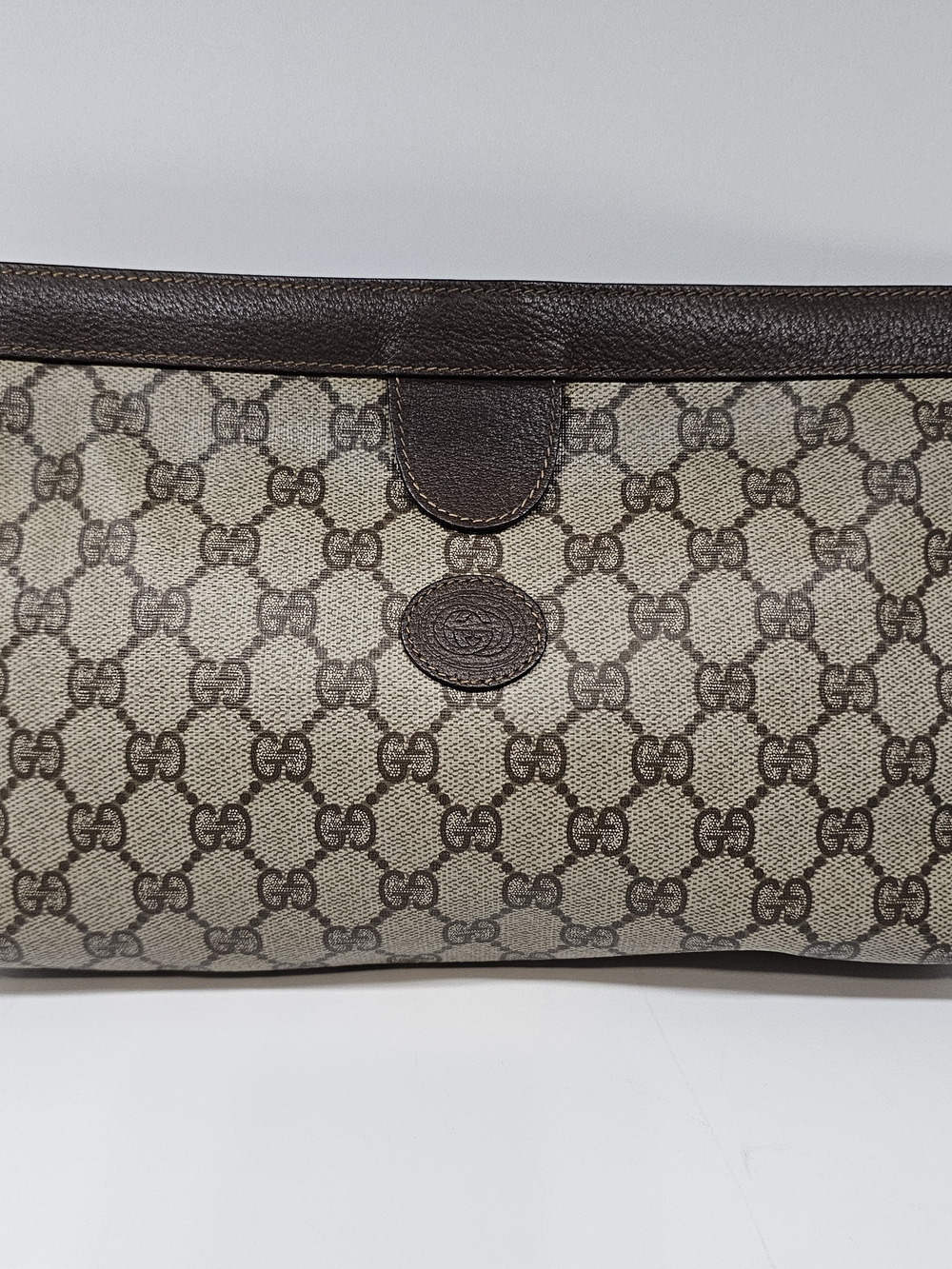 Gucci Monogram Canvas Clutch - Brown/Tan